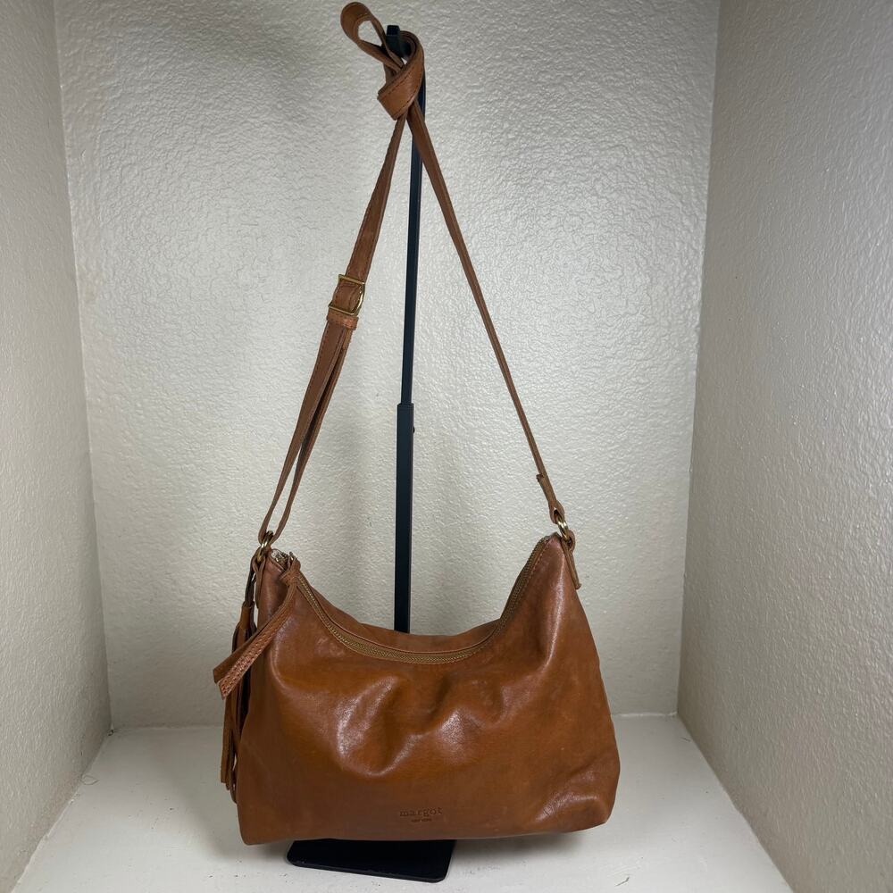 Margot New York Caramel Genuine Leather Satchel Bag Purse Slouchy Shoulder Bag